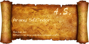 Arany Sándor névjegykártya