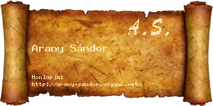Arany Sándor névjegykártya