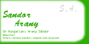 sandor arany business card